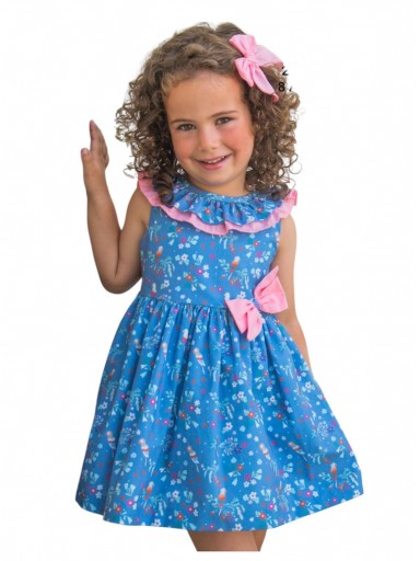 Daniesty Vestido Infantil  Estampado Flores Lazada Plumeti rosa Familia Tropic 002 [0]