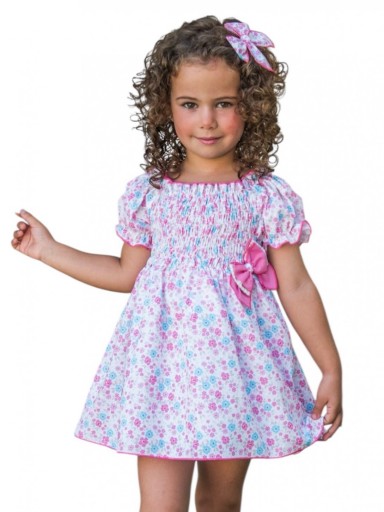 Daniesty Vestido Infantil Estampado Flores Cuerpo Elástico Familia Dulce 002