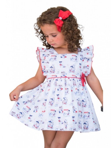 Daniesty Vestido Infantil  Vuelo Estampado Muñecas Familia Paris 002 [0]