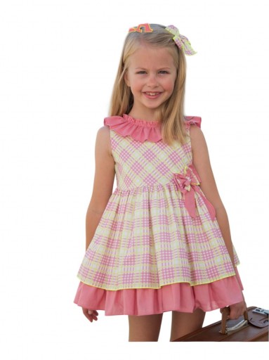 Daniesty Vestido Infantil Cuadros Tirantes Asimétricos Familia Martha 002 [0]