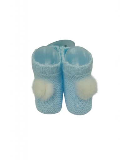 Juliana Bota Pompón Patucos Punto  515 Celeste