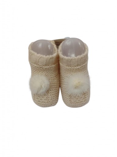 Juliana Bota Pompón Patucos Punto  515 Crema