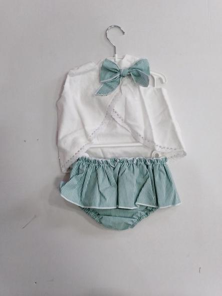 Nekenia Conjunto Bebé Blusa Tirantes Plumeti Braguita Rayas 24VC18 Verde [1]