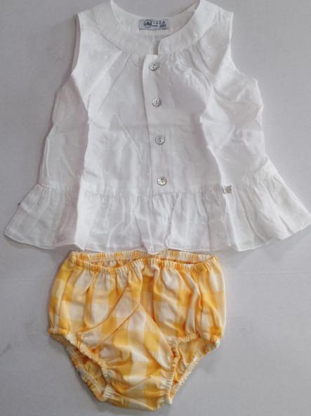 Nekenia Conjunto Bebé Blusa Sin Manga Plumeti Braguita Cuadros 24VC05 Amarillo [1]