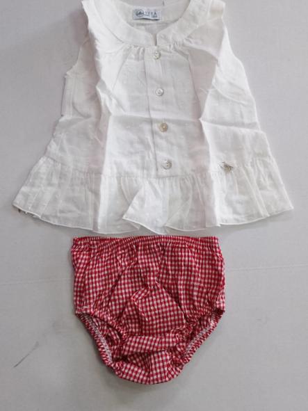 Nekenia Conjunto Bebé Blusa Sin Manga Plumeti Braguita Cuadro Vichy 24VC05 Rojo [1]