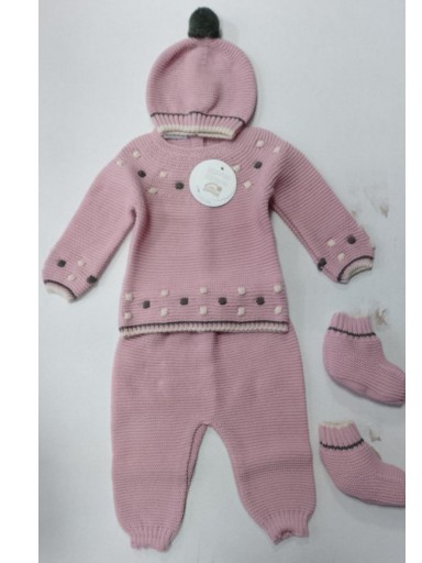 Juliana Vistiendo Bebés Conjunto Jersey, Pantalón y Gorro Punto Bodoques Colores Bota "Serenata" 25553 Maquillaje