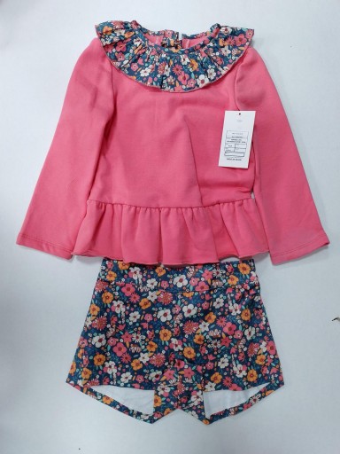 Daniesty Conjunto Sudadera Coral Cuello Estampado Short Estampado Flores Familia Corina 023 [1]