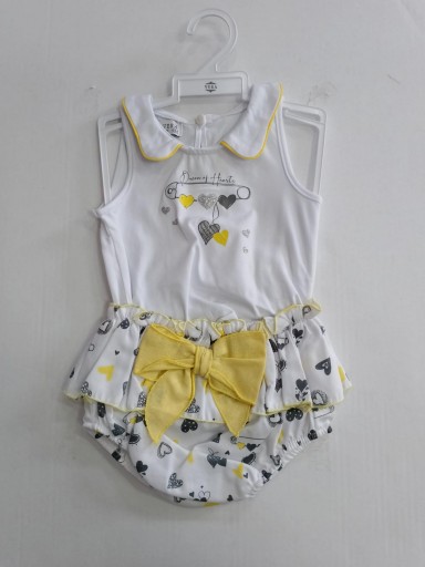 Nekenia Conjunto Bebé Camiseta Braguita Volante Lazada Amarillo  22VC13 [1]