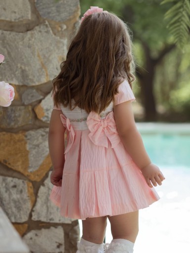 Miranda vestido Infantil Rosa Pasacintas Rosa Lazadas Espalda Falda Tablas 035/0235/V [2]