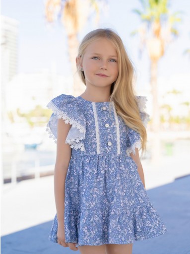 Miranda Vestido Infantil Estampado Flores Volante Hombros "Madreselva" 0248/V [1]