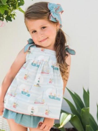 Daniesty Conjunto Bebé Braguita Volante Verde Blusa Estampado Barcos Familia Cancun 010 [0]