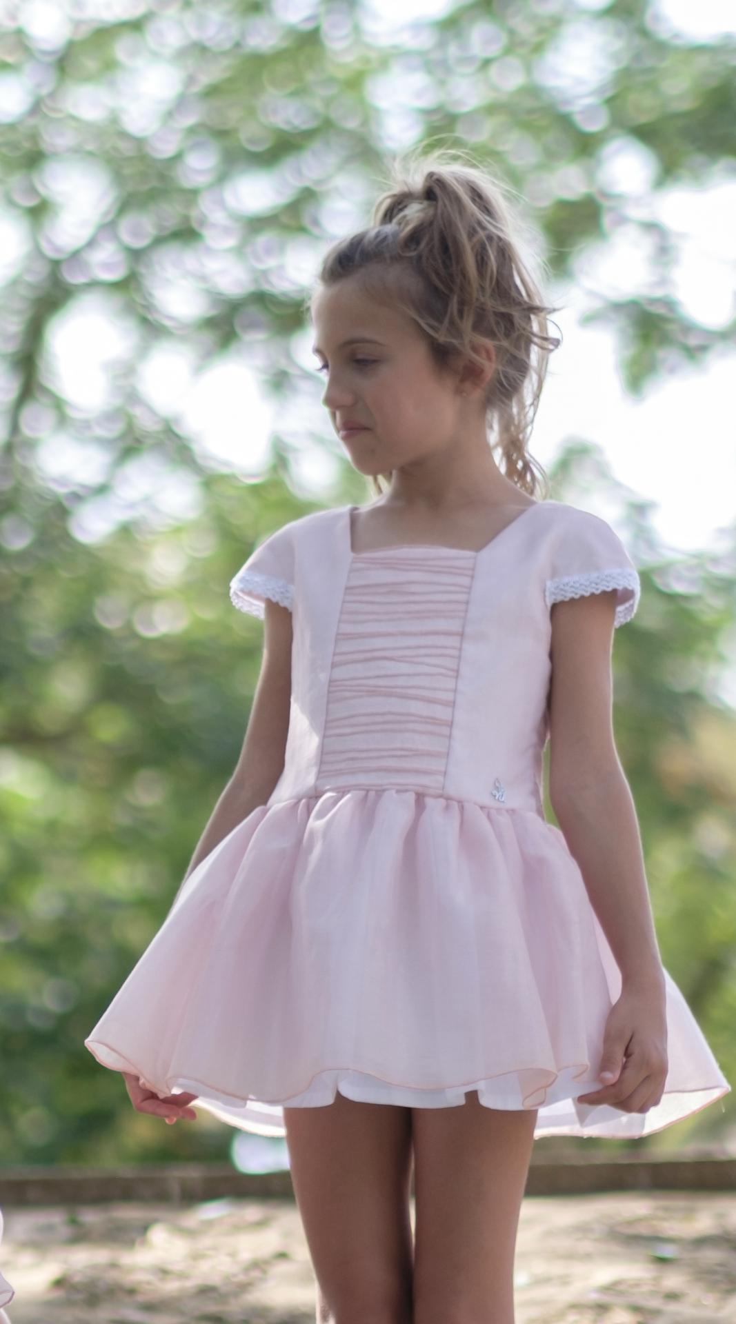 Nekenia Vestido Infantil Ceremonia Rosa Maquillaje Organza Bordado Floral Espalda 2421807