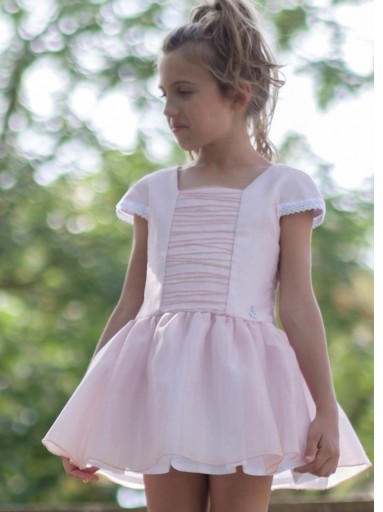 Nekenia Vestido Infantil Ceremonia Rosa Maquillaje Organza Bordado Floral Espalda 2421807