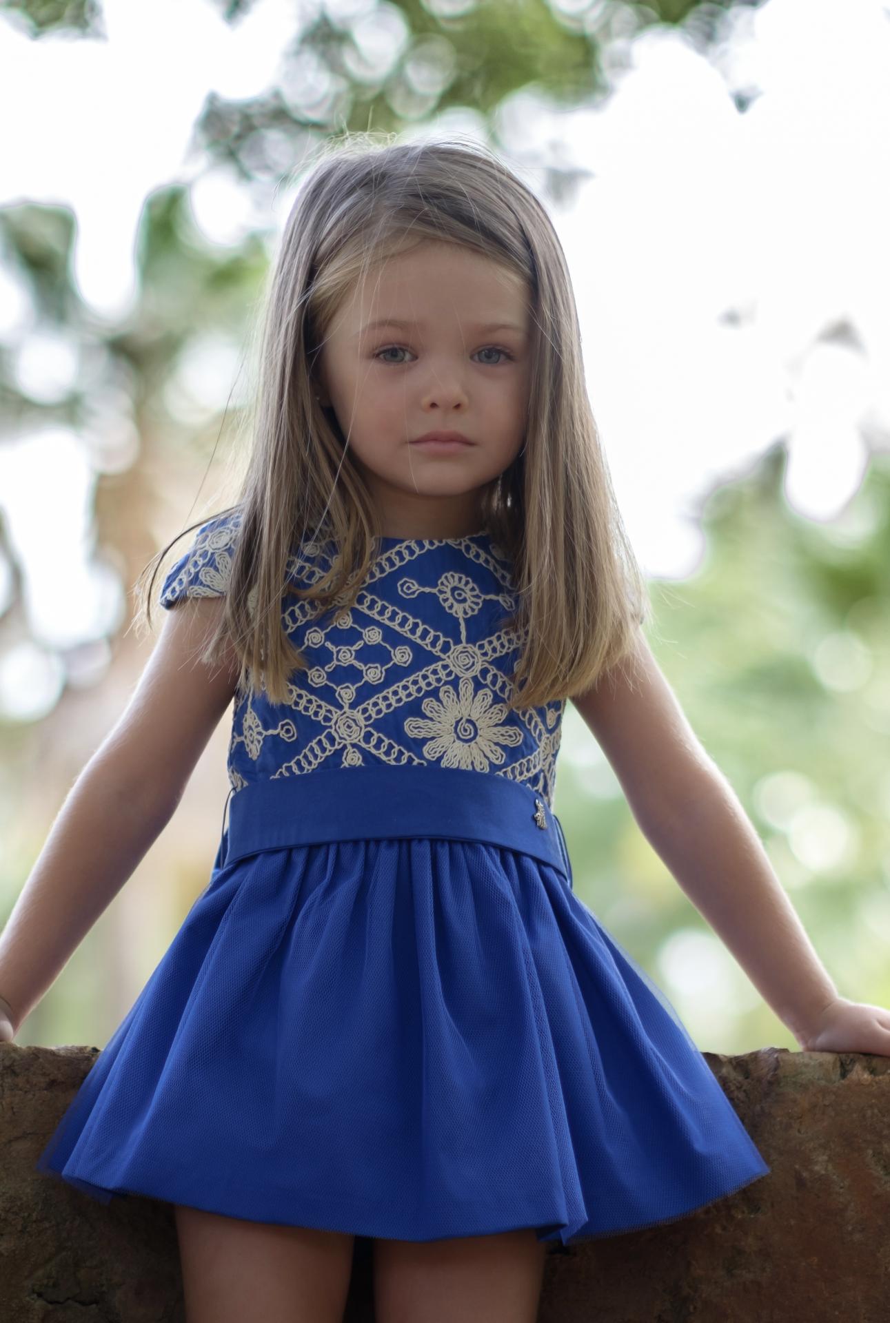 Nekenia Vestido Bebé Vuelo Azulino Cuerpo Bordado Falda Tul con Braguita 2421019