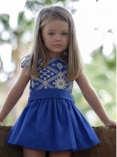 Nekenia Vestido Bebé Vuelo Azulino Cuerpo Bordado Falda Tul con Braguita 2421019