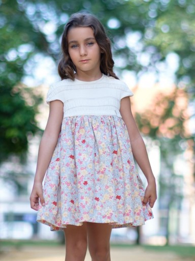 Nekenia Vestido Infantil Vuelo Cuerpo Elástico Beig Falda Estampado Floral Multicolor 24VV14 [0]