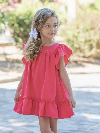 Vera by Nekenia vestido infantil ceremonia Volantes Rosa Fluor "Pinar" 26VV11
