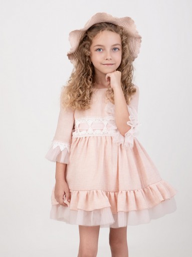  Nekenia vestido infantil ceremonia Rosa Salmón Pasacintas tul "Azucena" 2621829