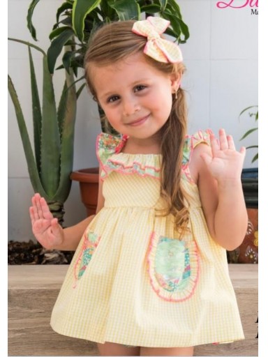 Daniesty Jesusito Bebe Braguita Estampado Bosque Vestido Estampado Cuadro Vichy Amarillo Familia Hawaii 001 [1]