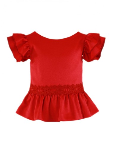 Miranda Conjunto Infantil Rojo Blusa Lazada Escote Espalda Pantalón Vestir Niña 035/0242/23 [2]