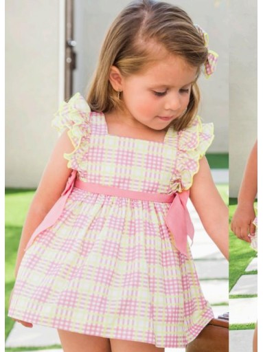 Daniesty Jesusito Bebe Braguita Rosa Volante Cuadros Vestido Cuadros Lazadas Familia Martha 001 [1]