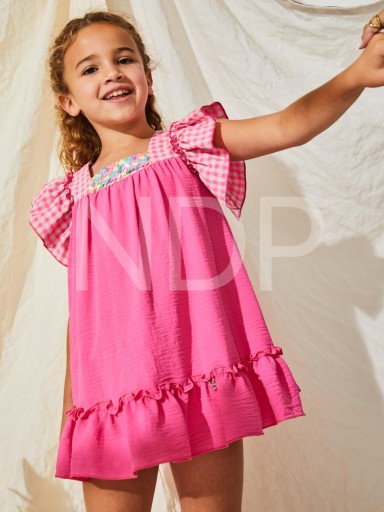 Nekenia Vestido Infantil Evasé Cuadro Vichy Volantes Lentejuelas multicolor 23VV01 [0]