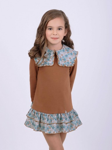  Nekenia Vestido Infantil Felpa Cuerpo Camel Falda Estampado Flores Azul "Mercurio" 2511818 [3]