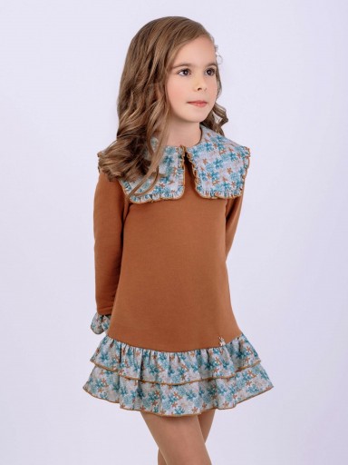  Nekenia Vestido Infantil Felpa Cuerpo Camel Falda Estampado Flores Azul "Mercurio" 2511818 [1]