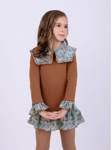  Nekenia Vestido Infantil Felpa Cuerpo Camel Falda Estampado Flores Azul "Mercurio" 2511818 [2]