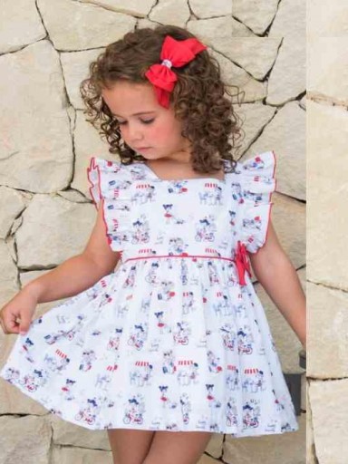 Daniesty Vestido Infantil  Vuelo Estampado Muñecas Familia Paris 002 [1]