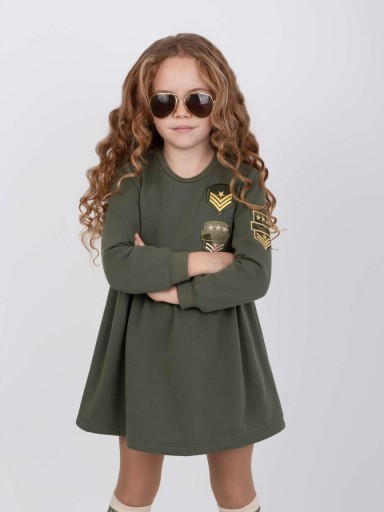  Nekenia Vestido Infantil Felpa Estilo Militar Verde Kaki 25IV06