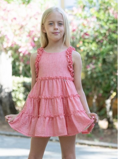 Vera by Nekenia vestido infantil ceremonia Volantes Coral "Valle" 26VV03