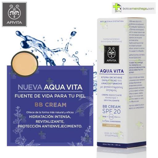 APIVITA Aqua Vita BB Cream MEDIUM SPF20 Hidratante Avanzada y Revitalizante, 40 ml [0]
