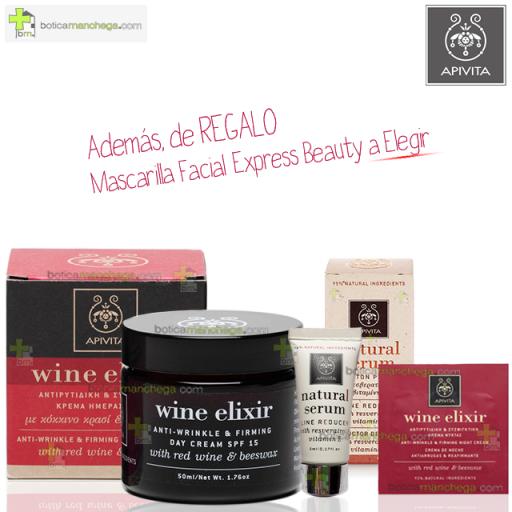PROMO- APIVITA Wine Elixir Crema Día SPF15 + Natural Serum Antiarrugas + Crema de Noche Antiarrugas y Reafirmante + Mascarilla Facial Express Beauty a Elegir OK [0]