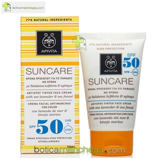 Apivita SUNCARE Facial COLOR Crema Antimanchas SPF50, Protección Solar muy Alta, 50ml [0]