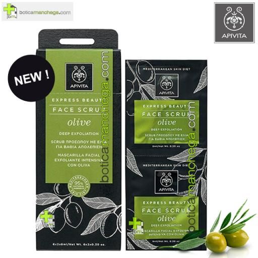 APIVITA Mascarilla Facial Exfoliante Intensiva con OLIVA Express Beauty Face Scrub Olive, 2 x 8 ml [0]