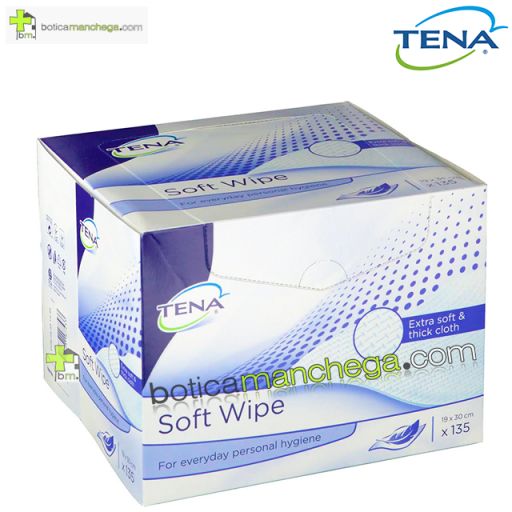 Toallitas Limpiadoras Tena Soft Wipe 19 x 30 cm, 135 unidades
