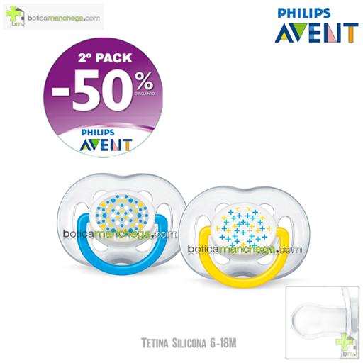 PROMO- Pack 2 Chupetes 6-18M Tetina Silicona Philips Avent Mod. Ventilados Deco, 2º Pack -50% Descuento 