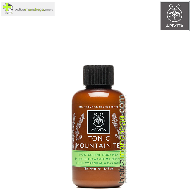 Mini Tonic Mountain Tea Leche Corporal Hidratante y Tonificante con Té de Montaña Apivita, 75 ml