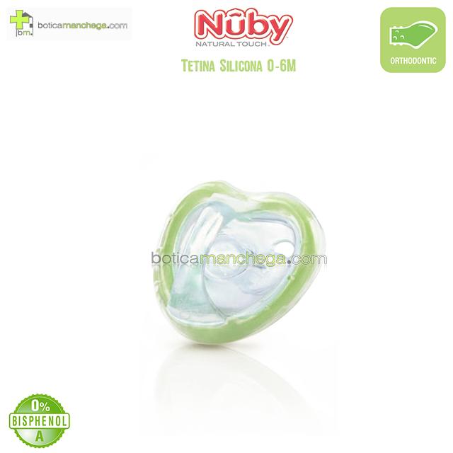 Chupete Ortodóntico 0-6M Nûby Color Verde Natural Flex™ Natural Touch™ Silicona