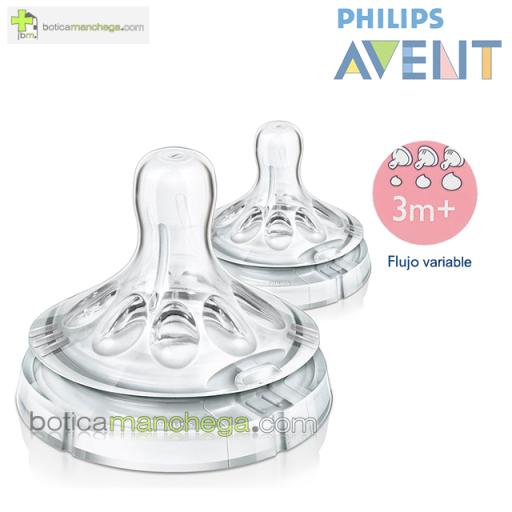 Philips AVENT Tetinas NATURAL 3M+ Flujo Variable, Pack 2 uds