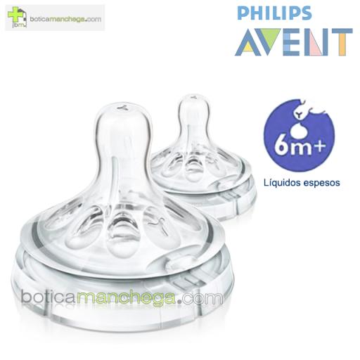 Philips AVENT Tetinas NATURAL 6M+ Líquidos Espesos, Pack 2 uds