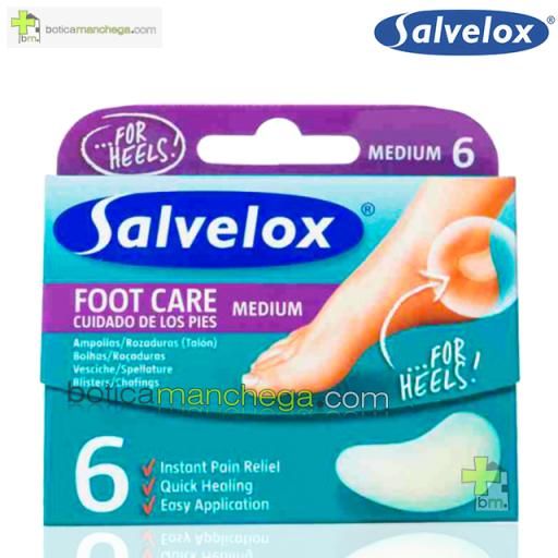 Salvelox FOOT CARE 6 Apósitos Adhesivos Ampollas y Rozaduras Medium Cuidado de los Pies (Talón) [0]