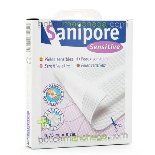 Sanipore Sensitive Apósito Adhesivo, tejido sin tejer elástico para cortar 0,75 m x 8 cm [0]