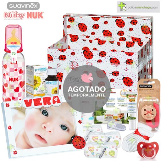 Canastilla Regalo Red Box Suavinex Nûby Nuk Personalizada con el nombre del bebé, Mod. Mariquitas [0]