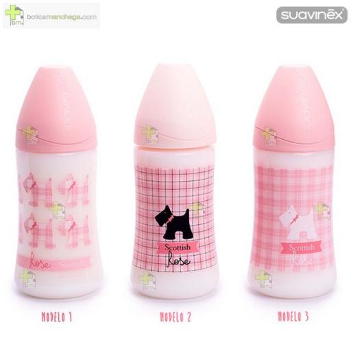 Suavinex Biberón Látex 270ml +0M Tetina Redonda 3 Posic. Scottish Rose [0]