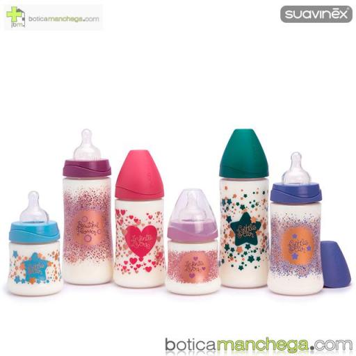 Biberón PREMIUM +0M Suavinex Colección Haute Couture Icons Modelo Beautiful Flower, Tetina Redonda 3 Posiciones Silicona, 150 ml [2]