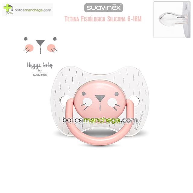Chupete Premium 6-18M Suavinex Colección Hygge Baby Mod. Transparente/Rosa Empolvado, Tetina Fisiológica Silicona