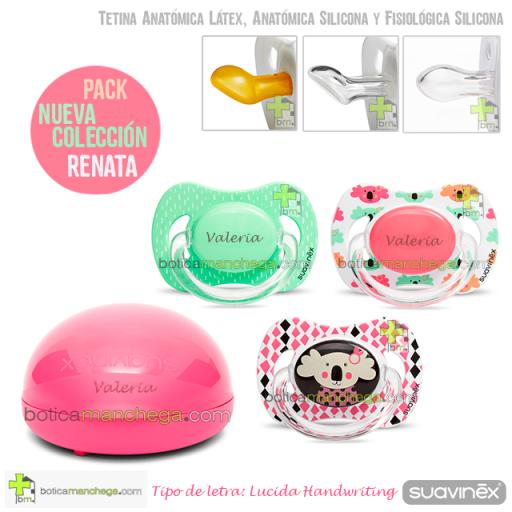 Suavinex Pack Personalizado Nueva Colección RENATA: 3 Chupetes + Concha Portachupetes de Regalo [1]