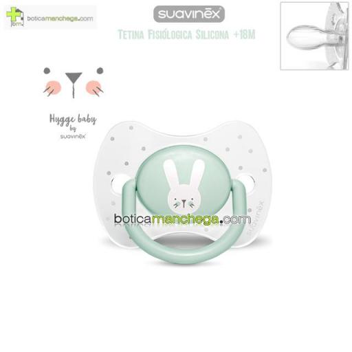 Chupete Premium +18M Suavinex Colección Hygge Baby Mod. Verde Empolvado/Transparente Conejito, Tetina Fisiológica Silicona [0]
